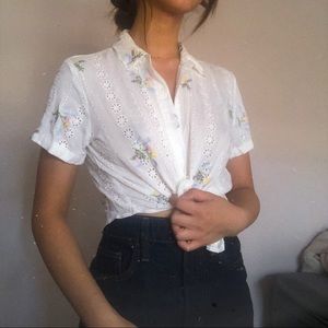 Embroidered White EYELET BLOUSE